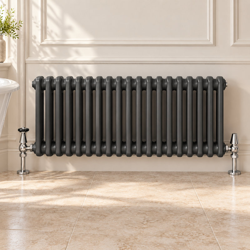 Horizontal Traditional Colosseum Radiator, 300cm H x 785cm W x 70cm D, Grey