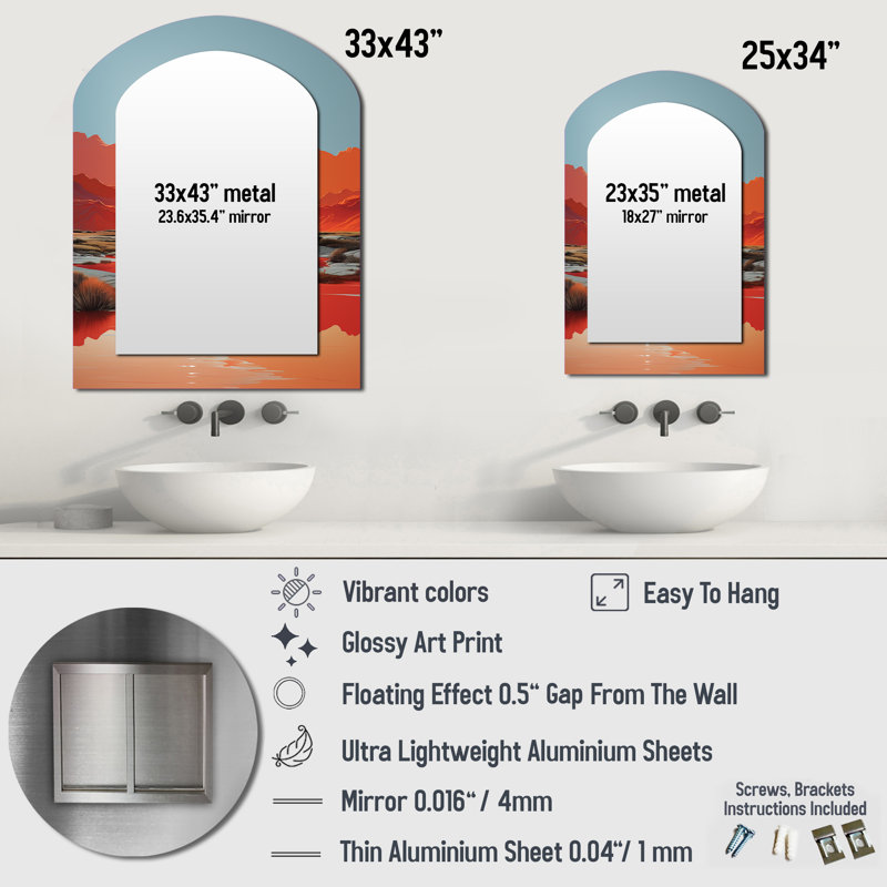 Miroir mural Bold Sunrise Horizon II - arche rose, 34 po x 25 po