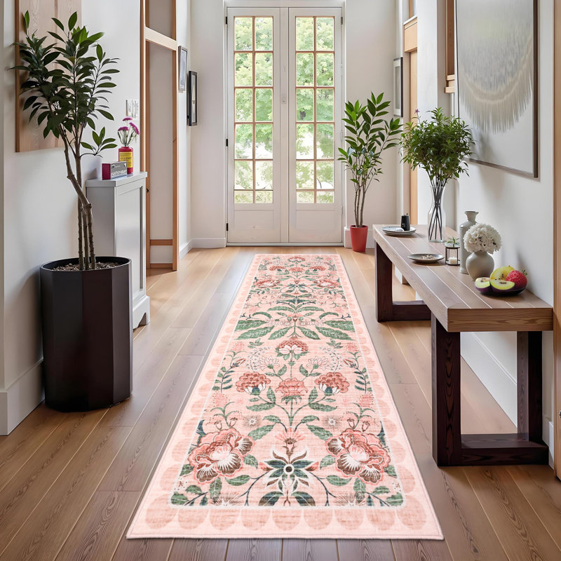  Living Room Rug 10x13 Washable Rug Non Slip Boho Floral Carpet Floor Cover Foldable Farmhouse Rugs Vintage Aesthetic Rugs for Bedroom Nursery Dorm Office