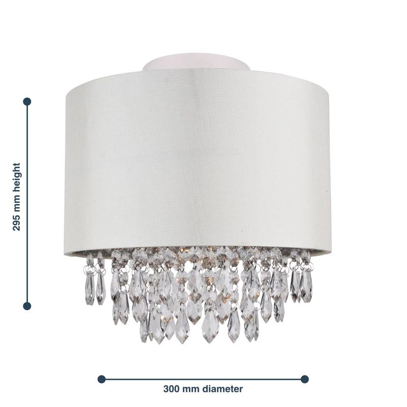 Lampley Fabric Semi Flush Mount, Cream, 20" H x 30" W x 30" D