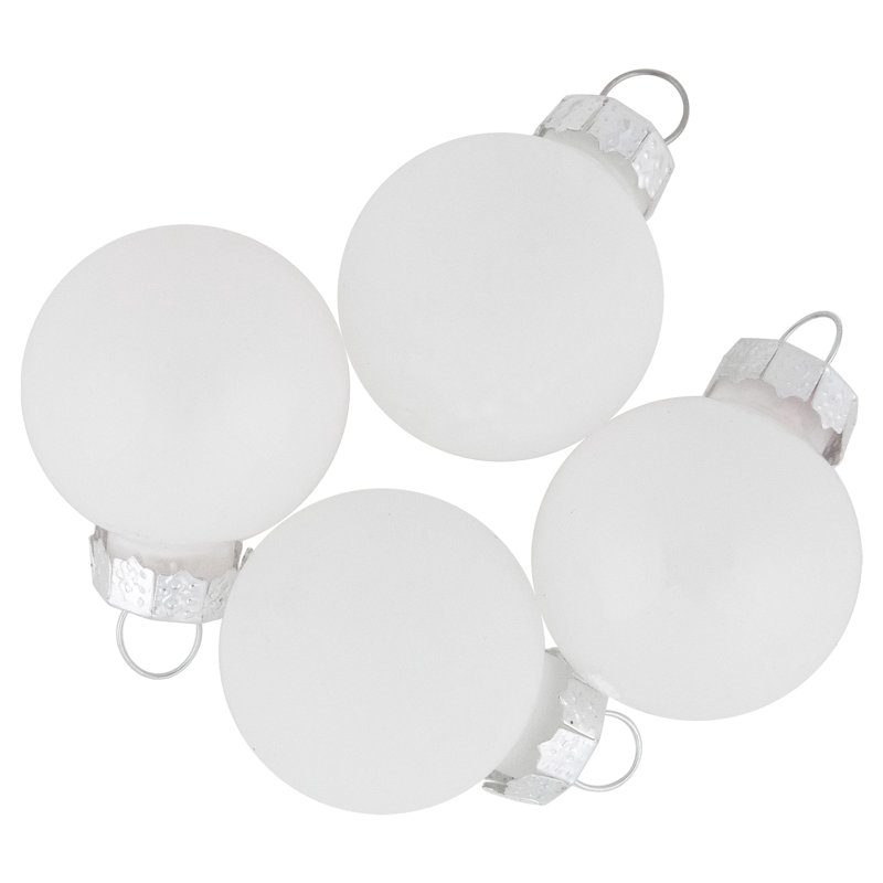 White Shiny and Matte Glass Christmas Ball Ornaments Set