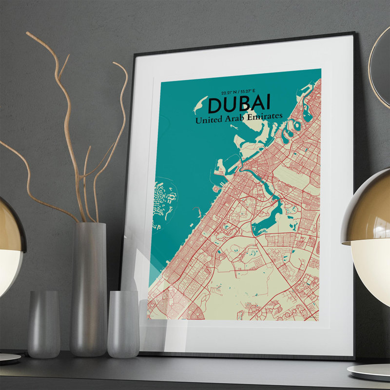 " Dubai City Map ", 36" H x 24" W