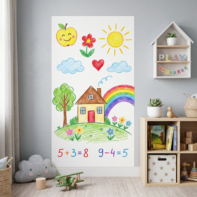 Papier peint statique effaçable à sec avec tableau blanc, autocollant amovible sans colle pour enfants
