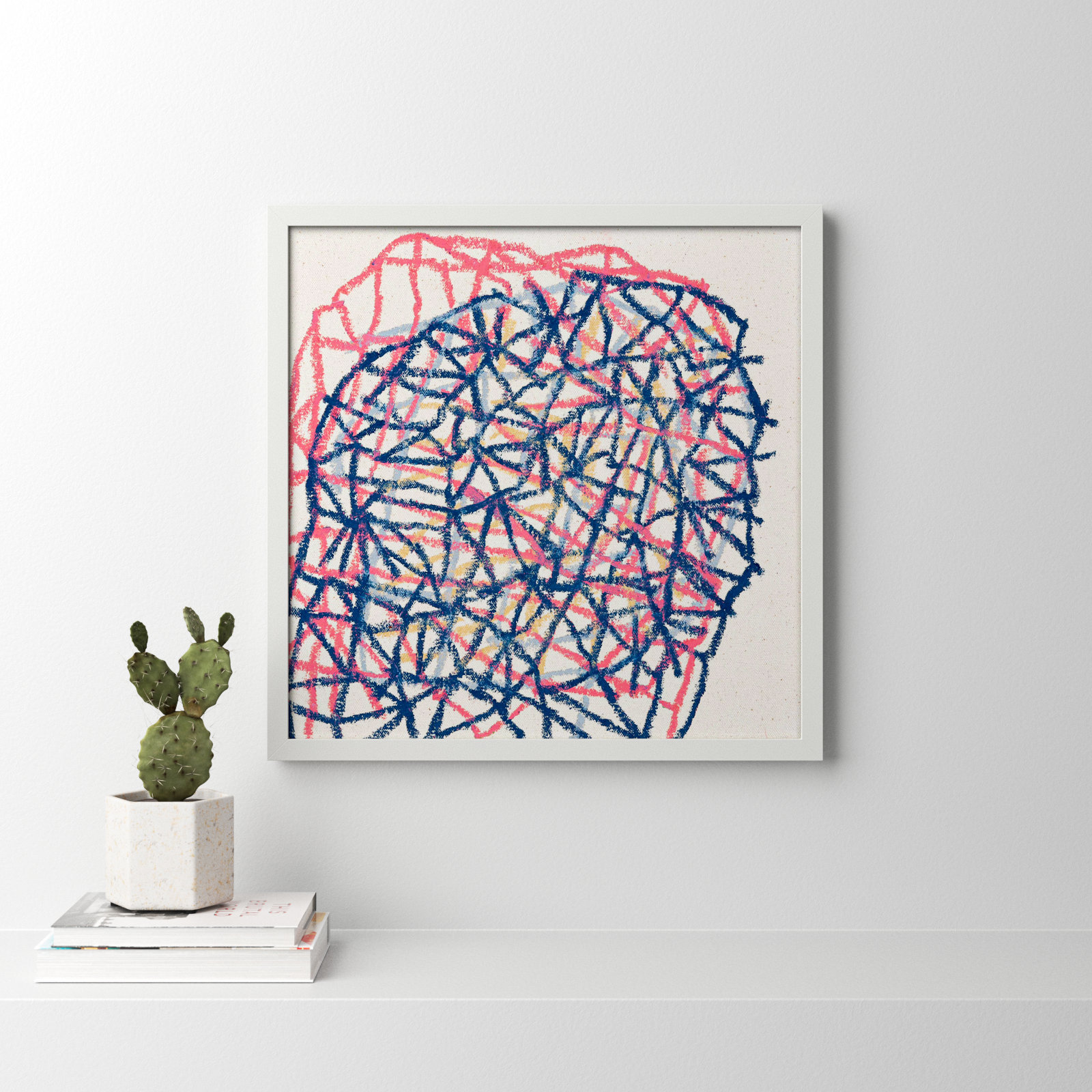 Drewes "Pink Tangle" Print by Stephanie Dennis, White, 30" H x 30" W  x 1.25" D