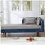 Canapé de rangement 65 po en polyuréthane bleu marine et velours gris clair-1961927363