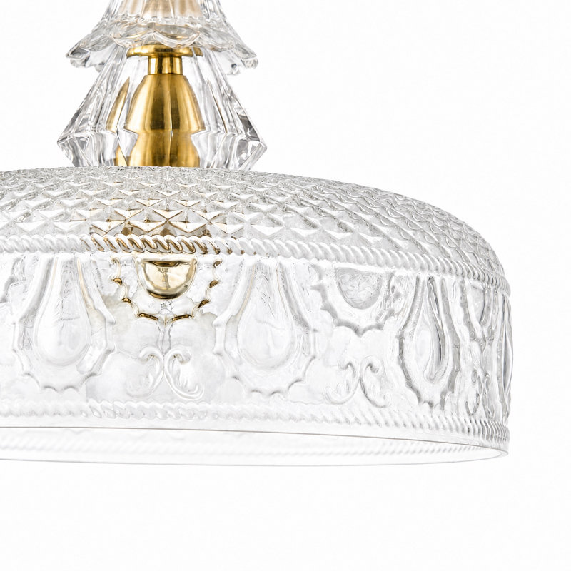 Luminaire suspendu en forme de dôme en verre transparent à 1 lumière