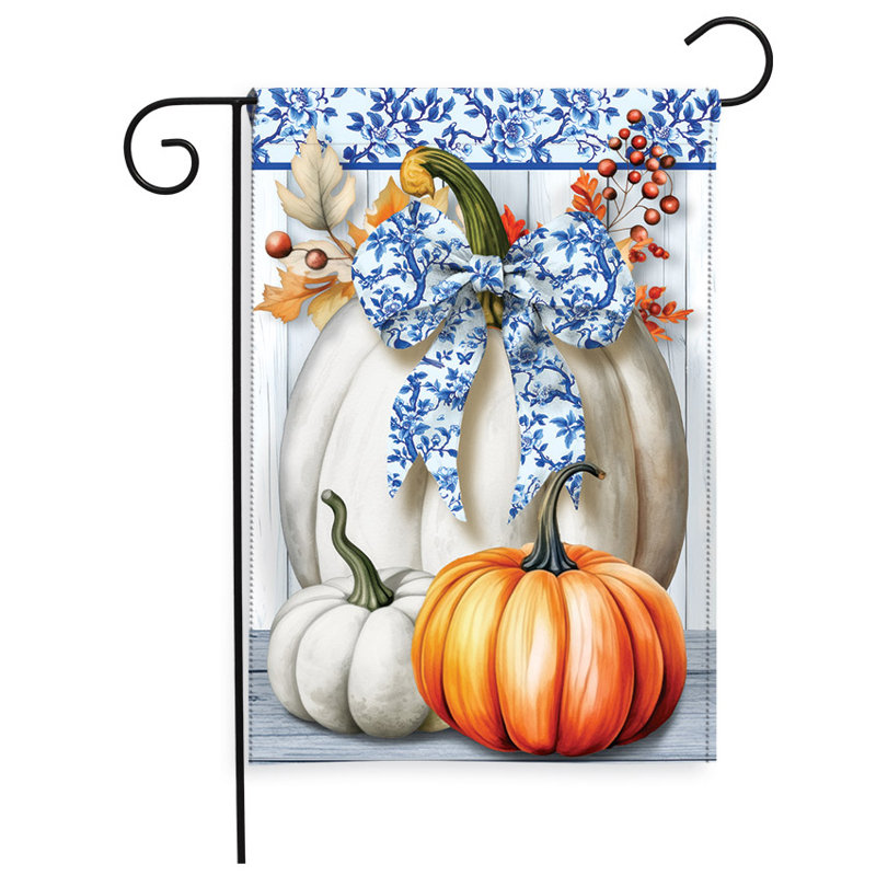 Drapeau de jardin bleu et blanc, Automne blanc/bleu