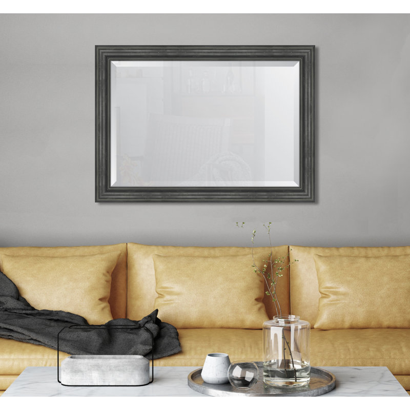 Miroir mural à cadre en résine English, H 42 po x l 30 po, Noir