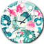 Tropical Botanicals and Flowers - Horloge murale moderne Mid-Century-40743862
