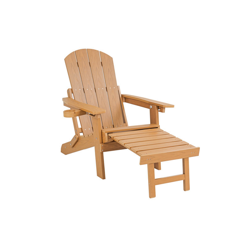 Outdoor Adjustable Lounge Chair With Cup Holderfor Patio Relaxation & Garden Leisure Gatherings,Hips Material, Teak
