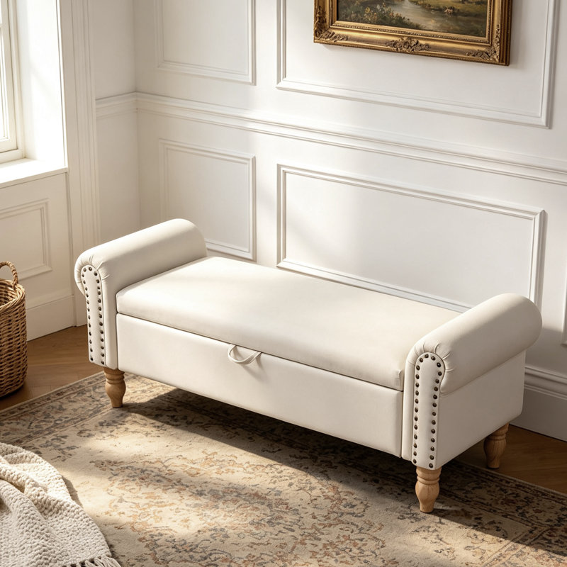 Banc de rangement à couvercle rabattable de 54 po pour chambre