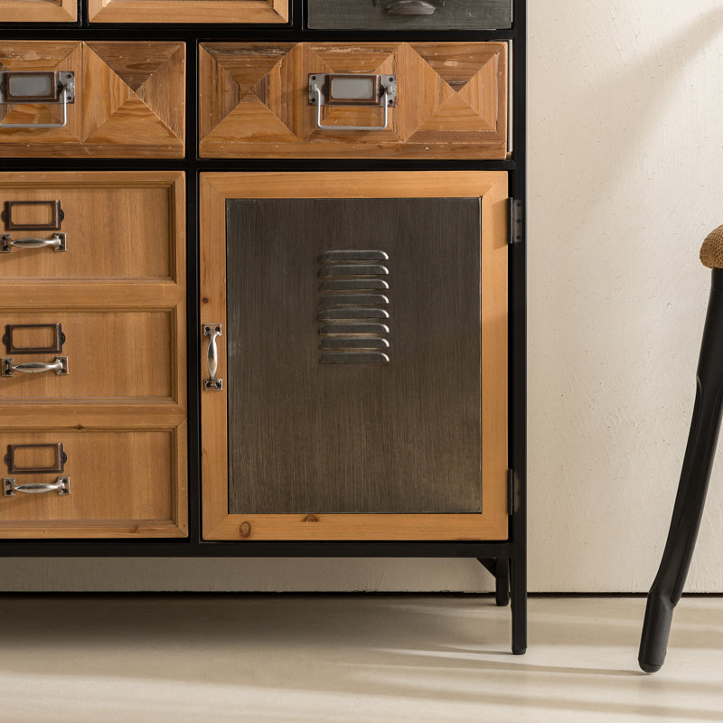Armoire d'appoint multi-tiroir, 52 po x 30 po, armoire en bois massif et métal, armoire Boho