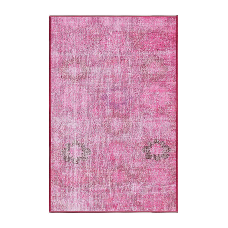 Tapis rose/vert contemporain, Rectangle 2 pi x 4 pi