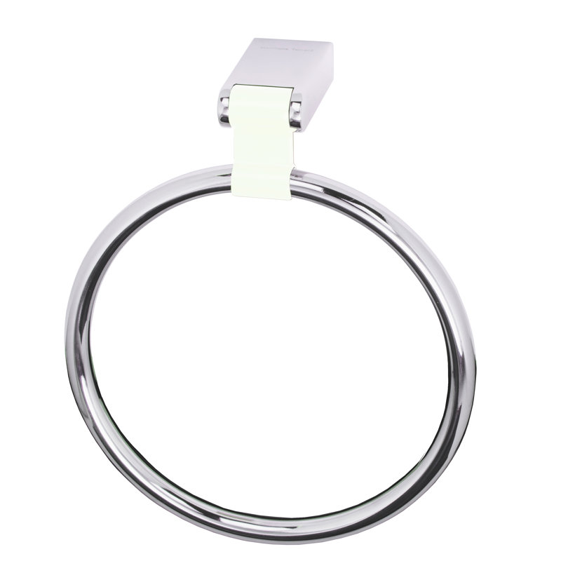 Petit porte-serviette Iris. Chrome-blanc