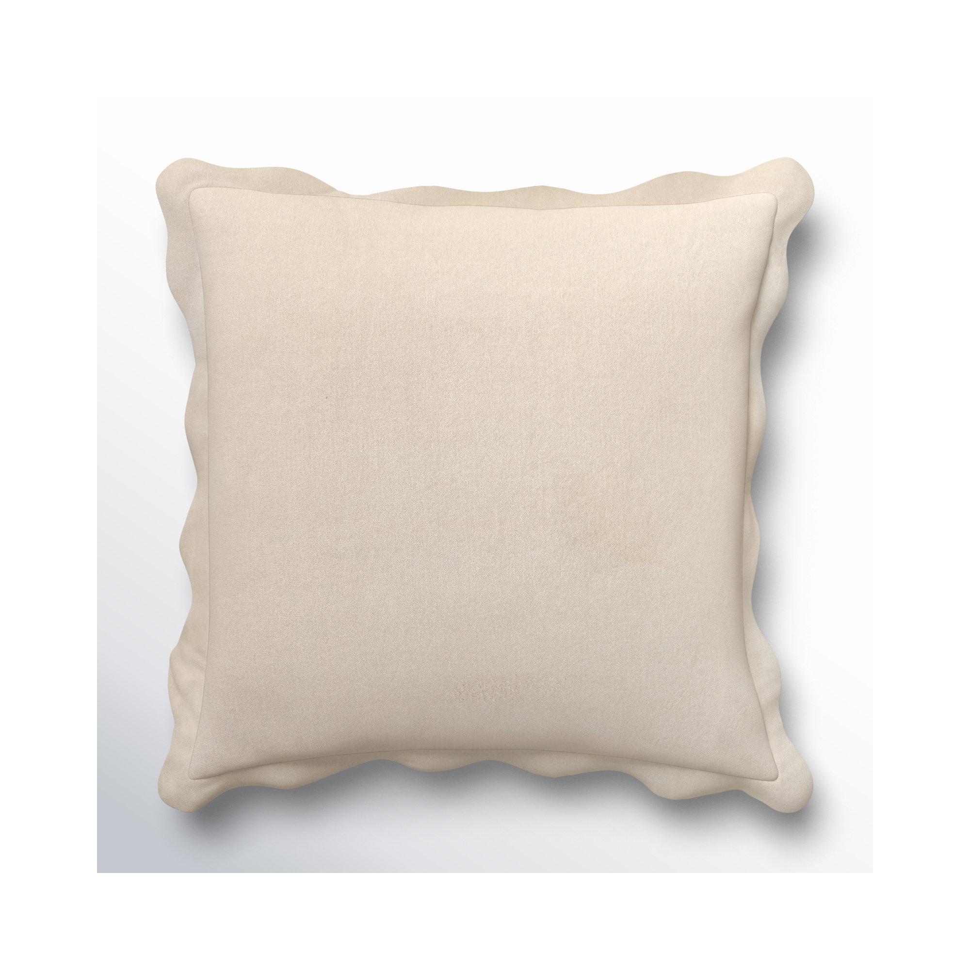 Collier Scalloped Edges Cotton Throw Pillow, Cream, Pillow Cover Only - No Insert, 22"H x 22"W