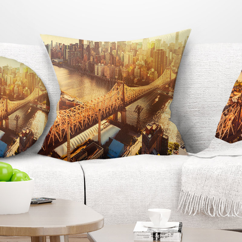 Paysage urbain, pont de Queensboro sur un oreiller East River, 16 po x 1 po, Carré
