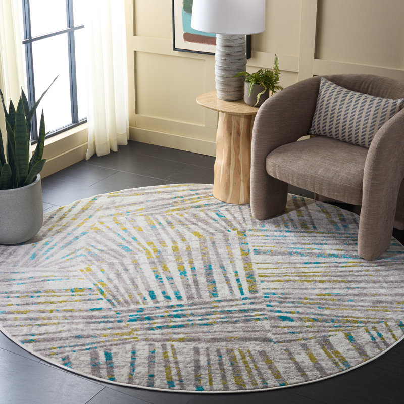 Cosner Skyler Performance Abstract Rug, Round 6'7"