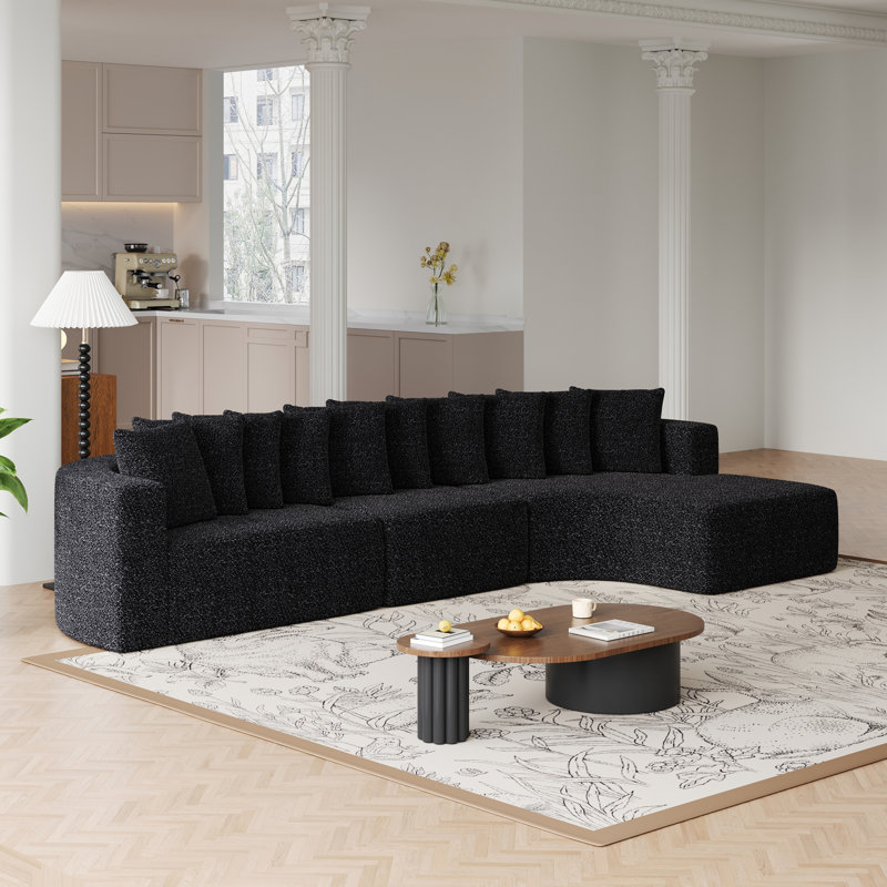 Ensemble de canapé modulaire moderne en chenille avec 10 coussins pour la maison