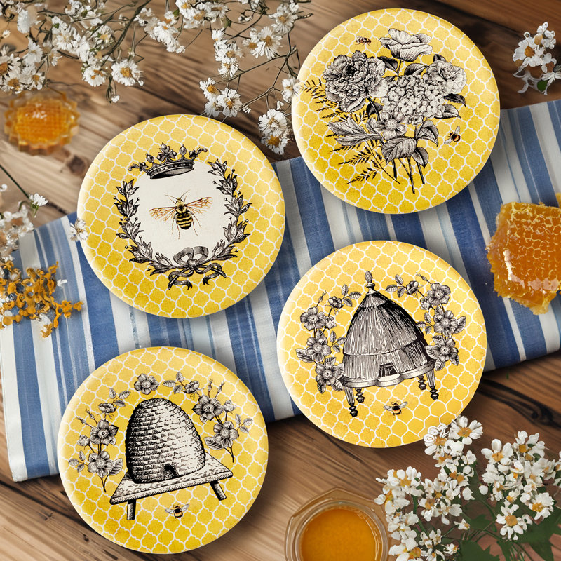 Ensemble de 4 assiettes à salade French Bees