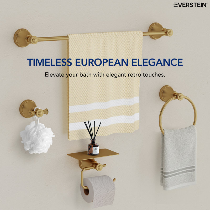 4-Piece Bathroom Hardware Set, Brushed Gold