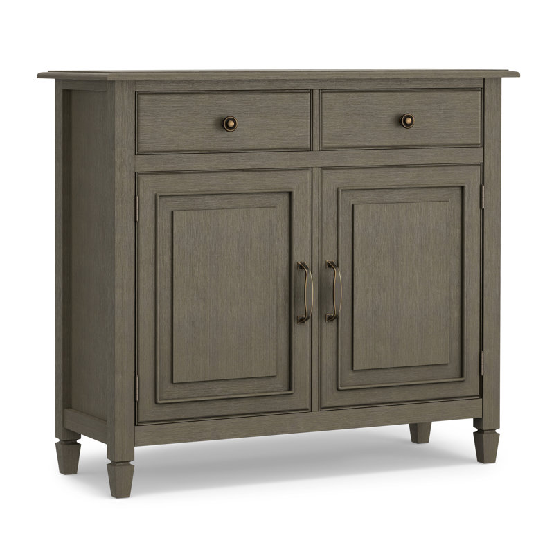 Connaught 40"W Solid Wood 2-Shelf Entryway Storage Cabinet with 2 Storage Drawers, Farmhouse Grey