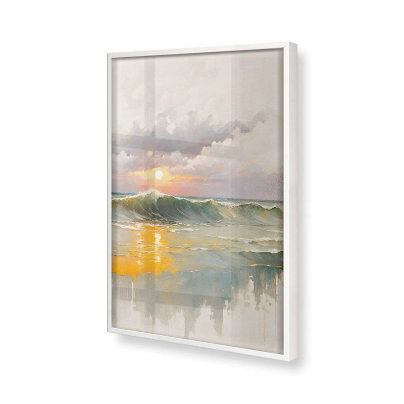 Golden Waves at Sunset I Print, H 25 po x l 19 po, Blanc