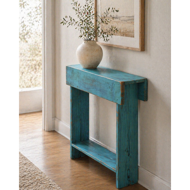  Console mince en bois récupéré | Décoration minimale de vestibule (26 po x 8 po x H 30 po) turquoise, Turquoise
