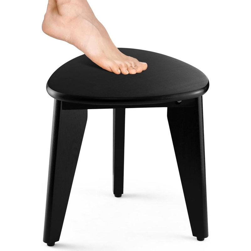 Esohe 12'' W Solid Wood Shower Bench, Black