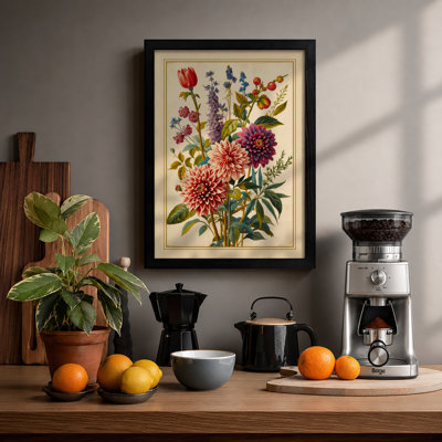 Classical Flower Bouquet Botanical - Framed Print