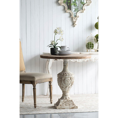 Table ronde en bois antique 30 po x 31 po