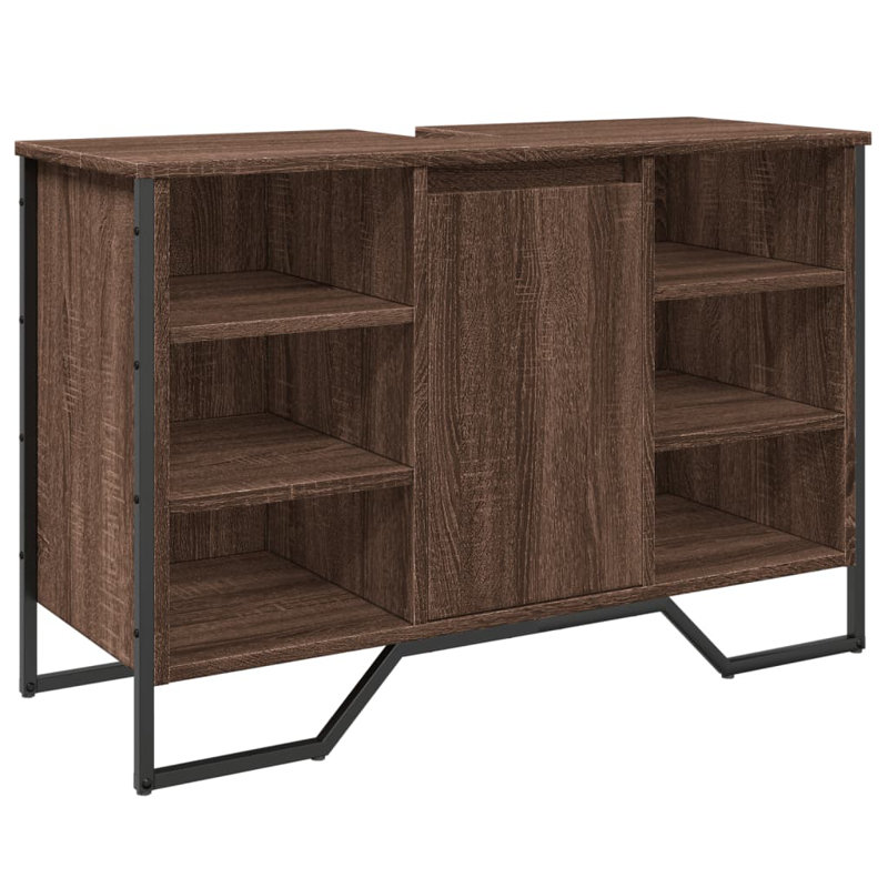9-5 Bathroom Sink Cabinet 91x35x60 cm Engineered Wood, Brown oak