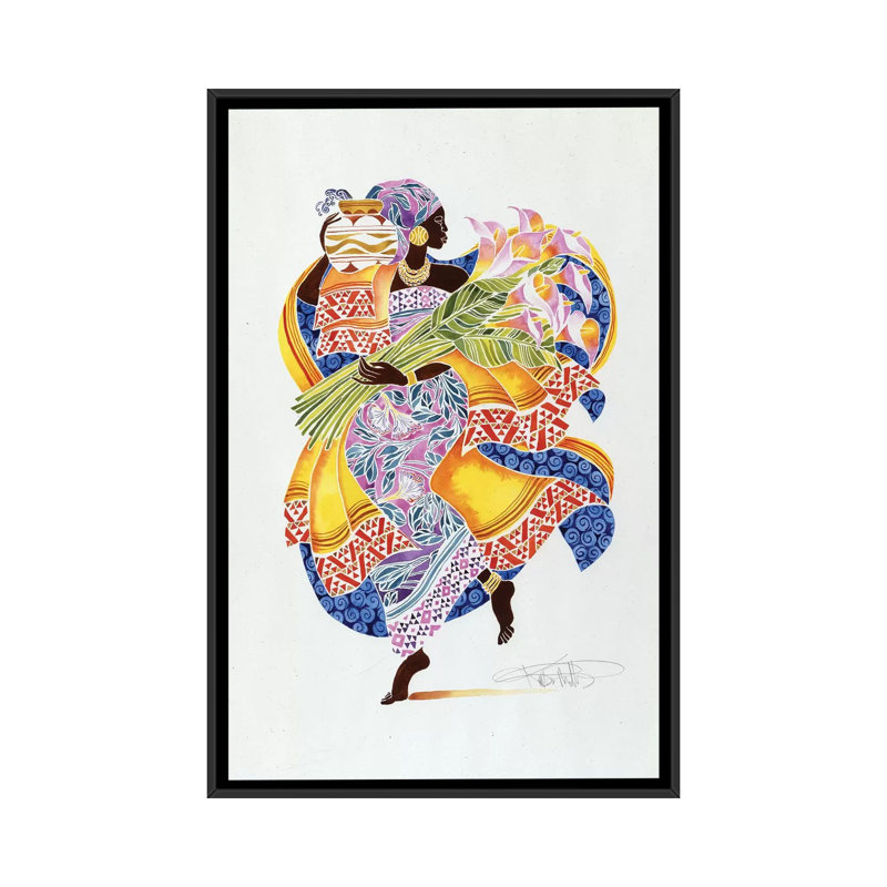 «Jaha», impression sur toile, H 26 po x l 18 po x P 1,5 po, Toile avec cadre noir, Pas de tapis