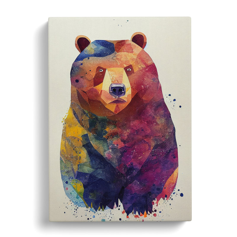 Bear Watercolour No.3 - Wrapped Canvas, 76cm H x 50cm W x 3cm D