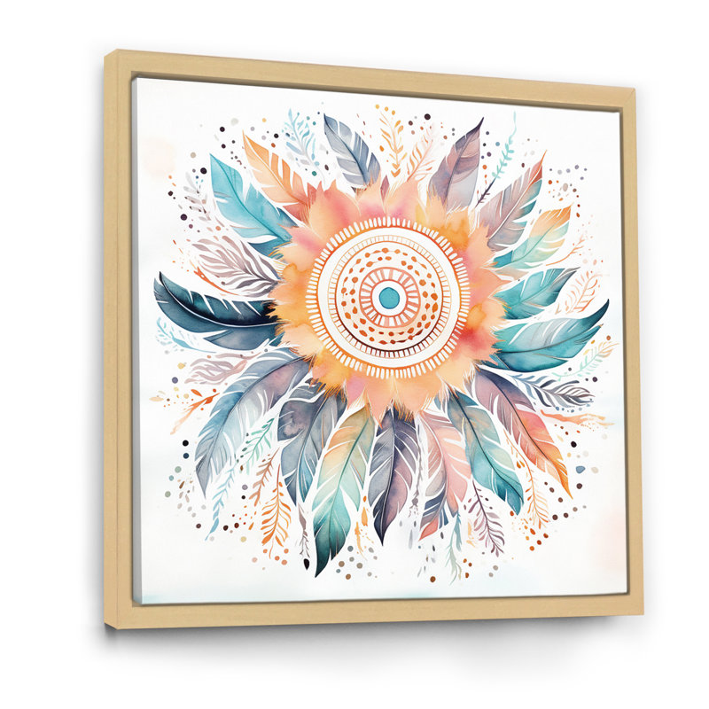Pastel Boho Dreamcather, H 30 po x l 30 po x P 1 po, Cadre naturel flottant