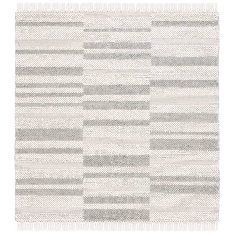 Charvik Machine Made Area Rug in Ivory/Gray, Square 6'