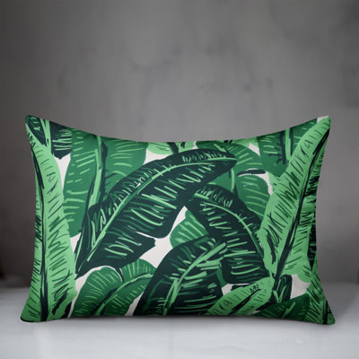 Steinke Painted Palm Outdoor Lumbar Pillow