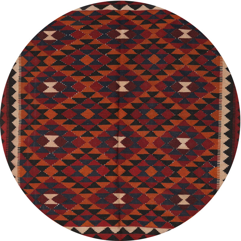 Tapis de zone rouge/noir contemporaine Palatino, Rond 6 pi