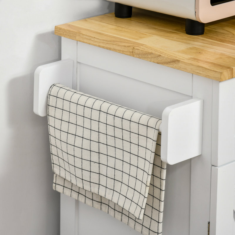 Îlot de cuisine pliable avec tiroir de rangement, chariot utilitaire roulant, Blanc