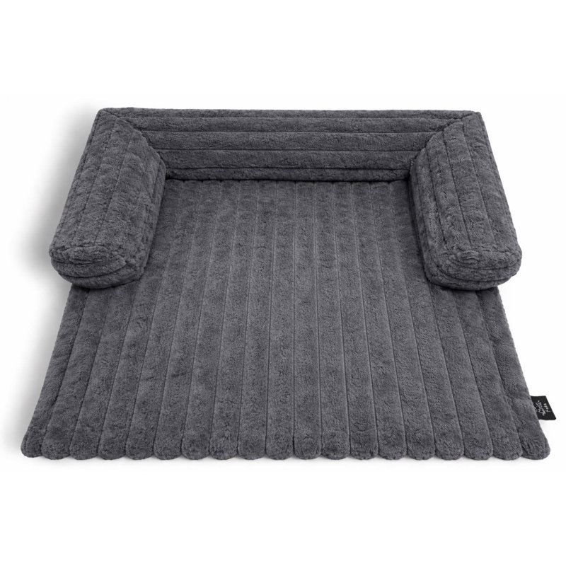 Super Soft Plush Cord Sofa Pet Bed, 75 x 75 x 13 Cm, Charcoal