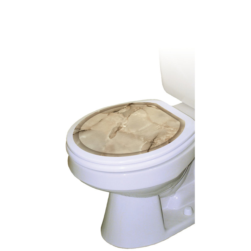 Adhésif décoratif moderne pour siège de toilette en marbre taupe - couvercles de toilette en vinyle, Allongée
