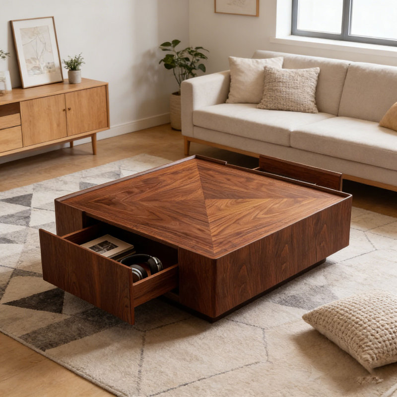 Table basse en noyer, 35,4 pouces carrés