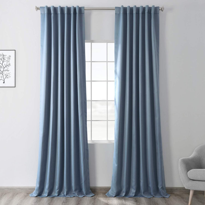 Rideau simple occultant en polyester l 50 po Betria, l 50 po x L 96 po, Bleu Poseidon