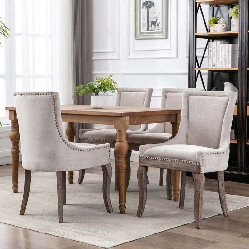 Linen Upholstered Parsons Dining Chair (Set Of 4) Beige