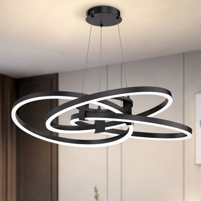 Alliber 3-Light 36" Modern Square/Rectangle Led Chandelier With Aluminum Frame