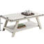Table basse blanche avec plateau en placage de bois franc
