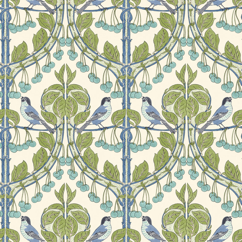 2'9" L x 27.58" W Wallpaper Roll, Green/Blue