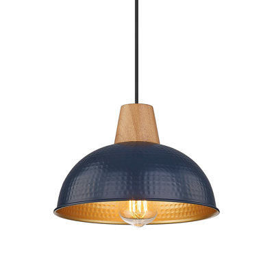 Luminaire suspendu en métal martelé 1 lumière noir