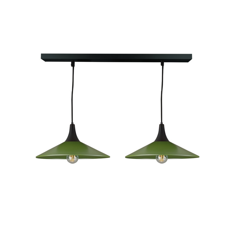 - Light Matte Black Dome Pendant, Black/Khaki, 120cm H x 105cm W x 36cm D, 2 Lights