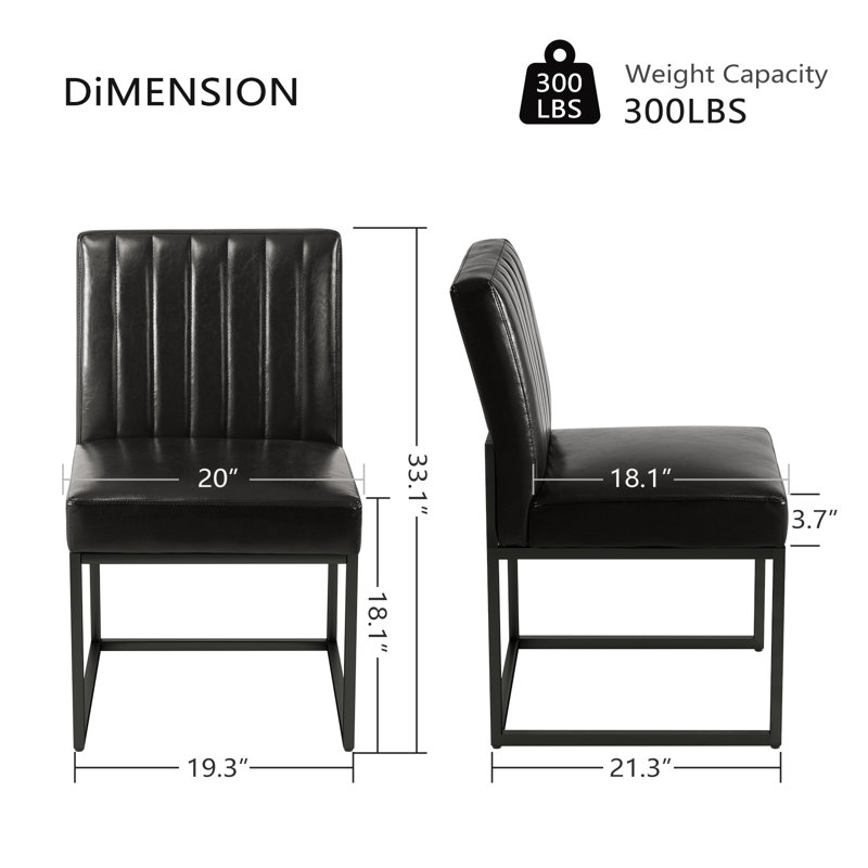 Chaise d'appoint rembourrée en similicuir, Noir