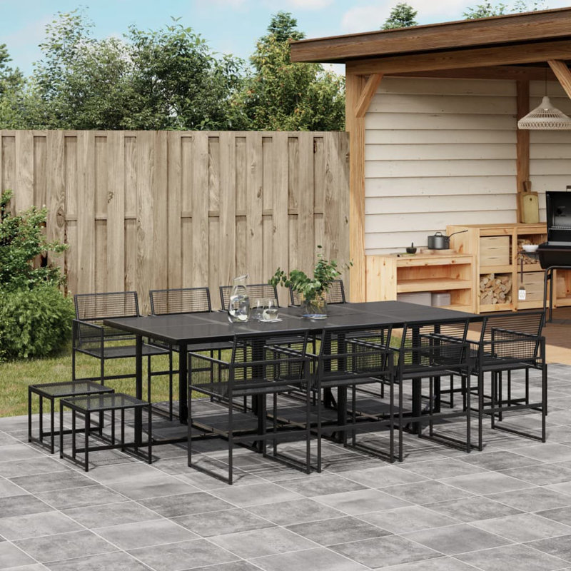 12 - Person Wicker Patio Dining Set with Rectangular Table , Cushions Included